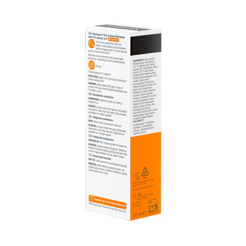 NEUTRÓGENA Clear & defend Crema hidratante facial con ácido salicílico, para piel propensa al ácne 50 ml.