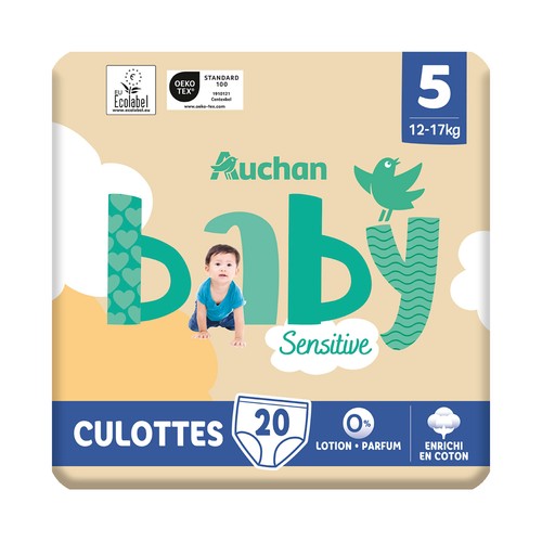 PRODUCTO ALCAMPO Baby sensitive  Pañales talla 5 (12-17 kg) 20 uds.