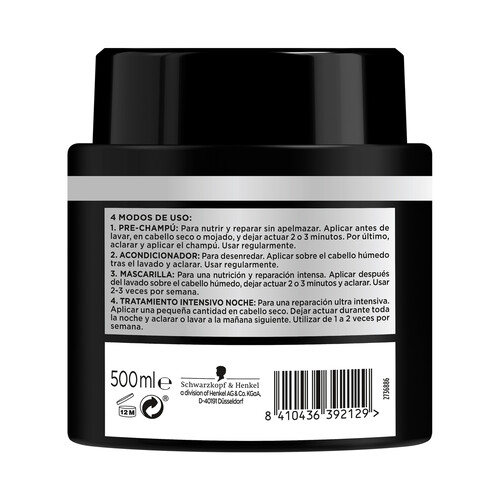 SYOSS Mascarilla intensiva 4 en 1 para cabello dañado SYOSS Salonplex repair 500 ml.