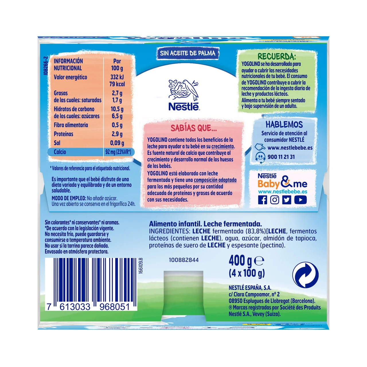 De Nestlé Postre lácteo natural adaptado para bebés a partir de 6 meses 4 x 100 g.