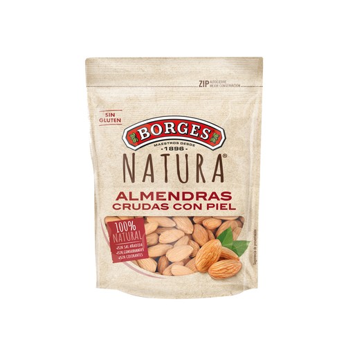 BORGES Almendras crudas con piel BORGES NATURA 120 g.