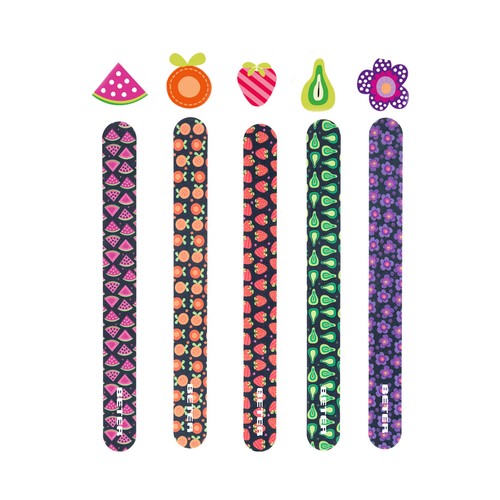 BETER Lima de uñas de fibra de vidrio decorada de 17.5 cm BETER