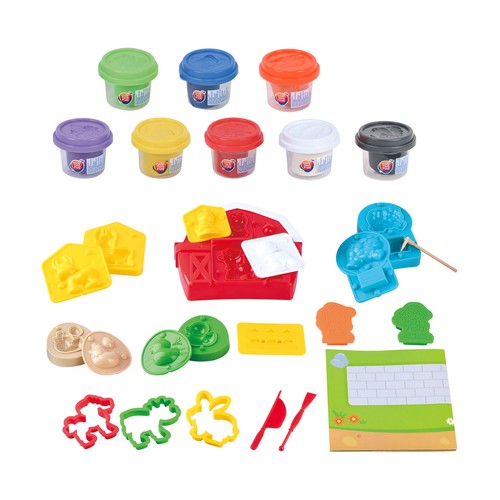 Set de Juego Granja y Animales con moldes y pasta de modelar 17 Piezas +3 Años ONE, TWO FUN