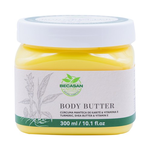 BECASAN NATURE Crema corporal hidratante con cúrcuma, manteca de karité y vitamina E 300 ml.