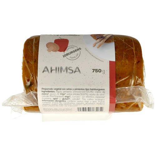 AHIMSA Burger vegetal a base de setas y pimientos ecológico AHIMSA 750 g.