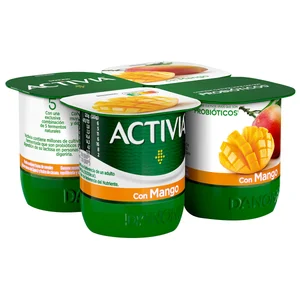 ACTIVIA Bífidus con trocitos jugosos de mango de Danone 4 x 120 g.