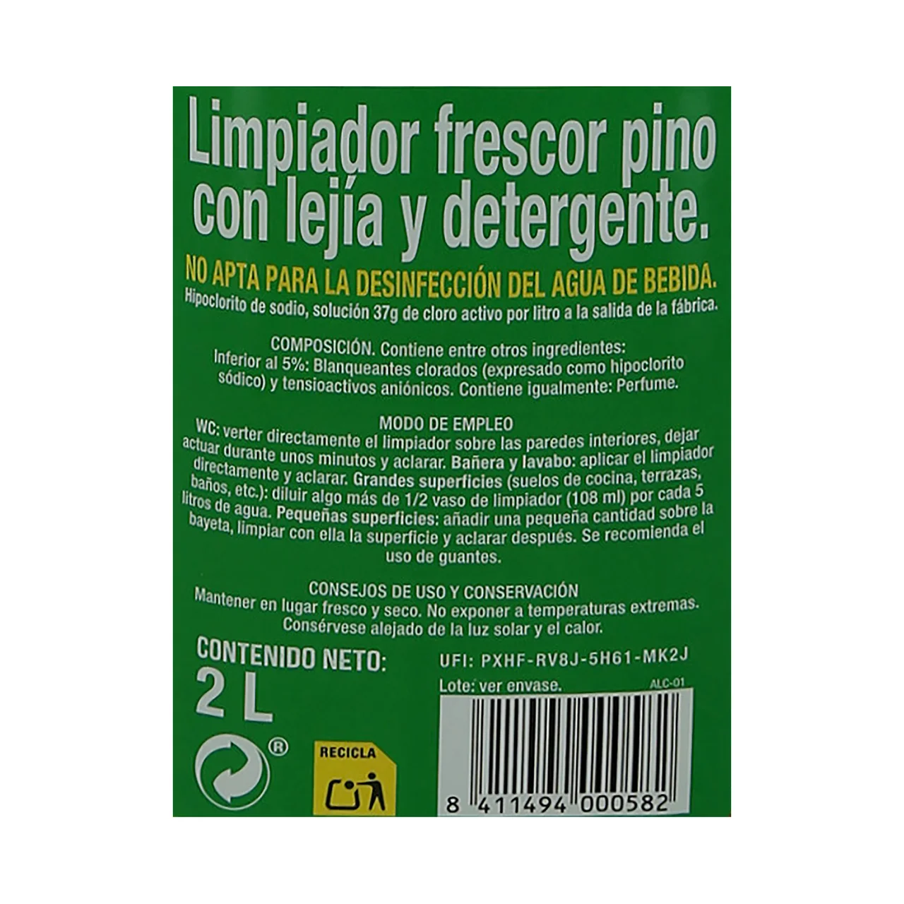 PRODUCTO ALCAMPO Deterlejía pino 2 l.