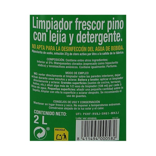 PRODUCTO ALCAMPO Deterlejía pino 2 l.