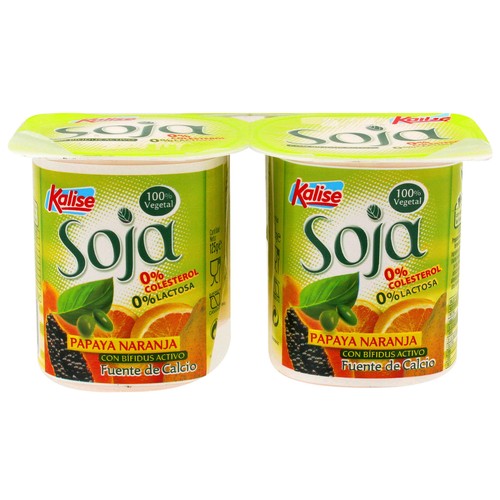 KALISE Especialiad de soja, sin colesterol y con sabor a papaya y naranja  Zero 4 x 125 g.