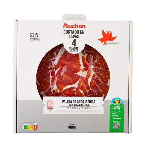 ALCAMPO CULTIVAMOS LO BUENO  Paleta de cebo ibérica (50% raza ibérica) cortada en tapas  4 sobres de 100 g.
