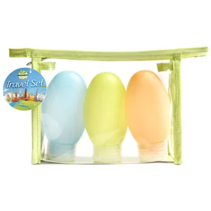 BECASAN NATURE Set de viaje con 3 botes para líquidos y neceser con cierre de cremallera BECASAN NATURE.