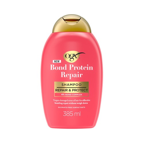 OGX Bond protein repair Champú reparador y protector, para cabellos secos y dañados 385 ml.