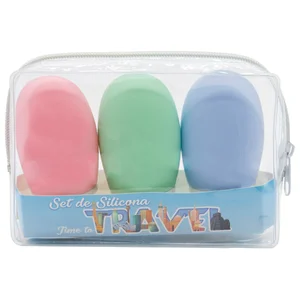 BECASAN Estuche de viaje con 3 botella de silicona de 60 ml y práctico necesser transparente con cremallera BECASAN.