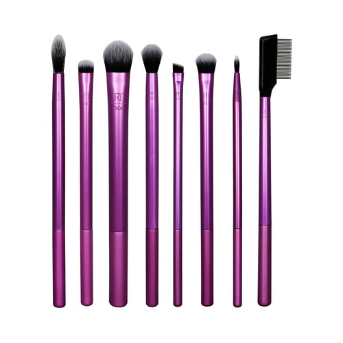 REAL TECHNIQUES Estuche con 8 brochas y pinceles para sombra, eyeliner y máscara de pestañas .
