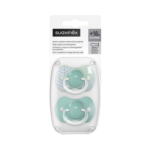 SUAVINEX Chupete fisiológico con tetina anatómica SX Pro (más plana y flexible), a partir de 18 meses 2 uds.