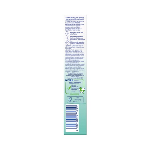 NIVEA Derma skin clean Peeling exfoliante de noche para pieles propensas a imperfecciones  40 ml.