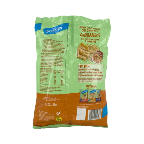 BICENTURY Chips de garbanzos con aceite de oliva y pimentón BICENTURY 55 g.