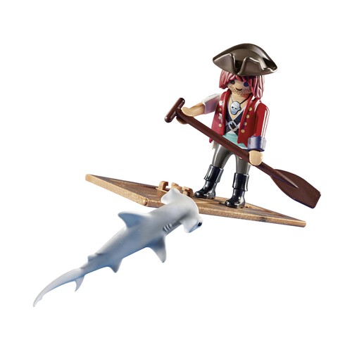 Conjunto de juego Pirata con balsa y tiburón martillo, 6 piezas PLAYMOBIL SPECIAL PLUS 70598.