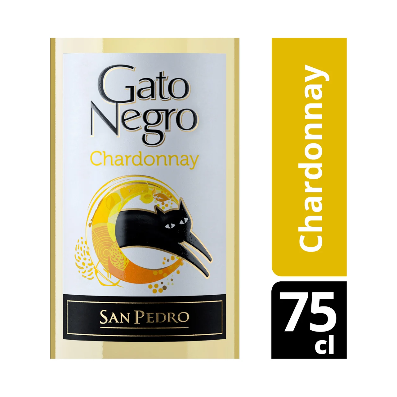 Vino blanco Chardonnay elaborado en Chile botella de 75 cl.