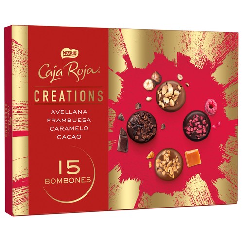 CAJA ROJA DE NESTLE creations Surtido de 15 bombones 186 g.
