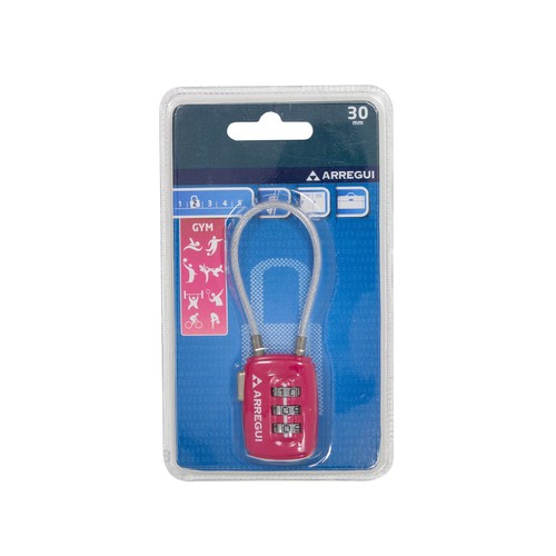 Candado combinado rosa con arco flexible, 30mm ARREGUI.