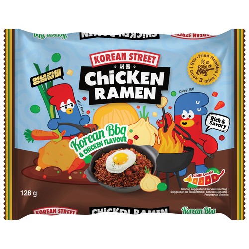 KOREAN STREET Ramen estilo barbacoa coreana, sabor pollo - 128g.