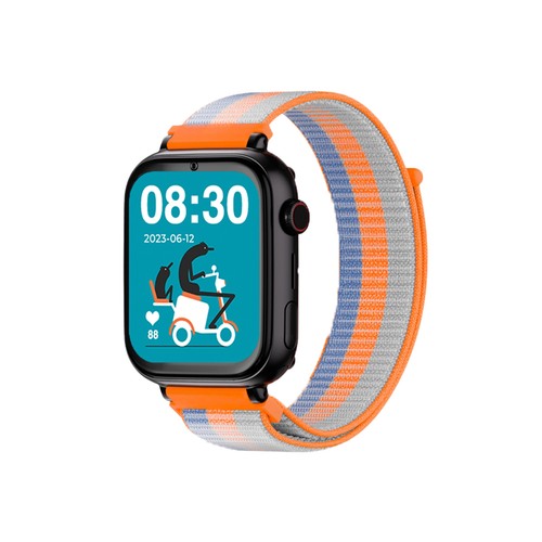 Smartwatch SAVEFAMILY SaveWatch Plus, Esfera Negra, Correa de Tela Acid Orange ".