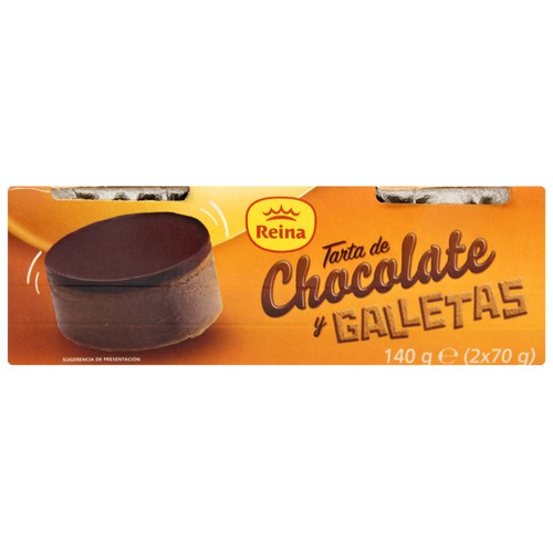 REINA Postre de tarta de chocolate con leche y galletas REINA 2 x 70 g.