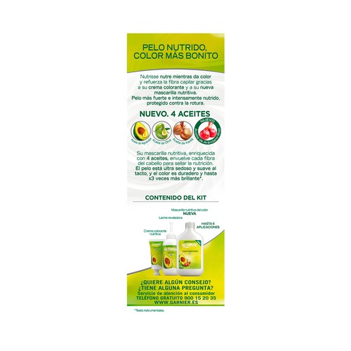 GARNIER Nutrisse créme Tinte de pelo permanente color negro, tono 1.