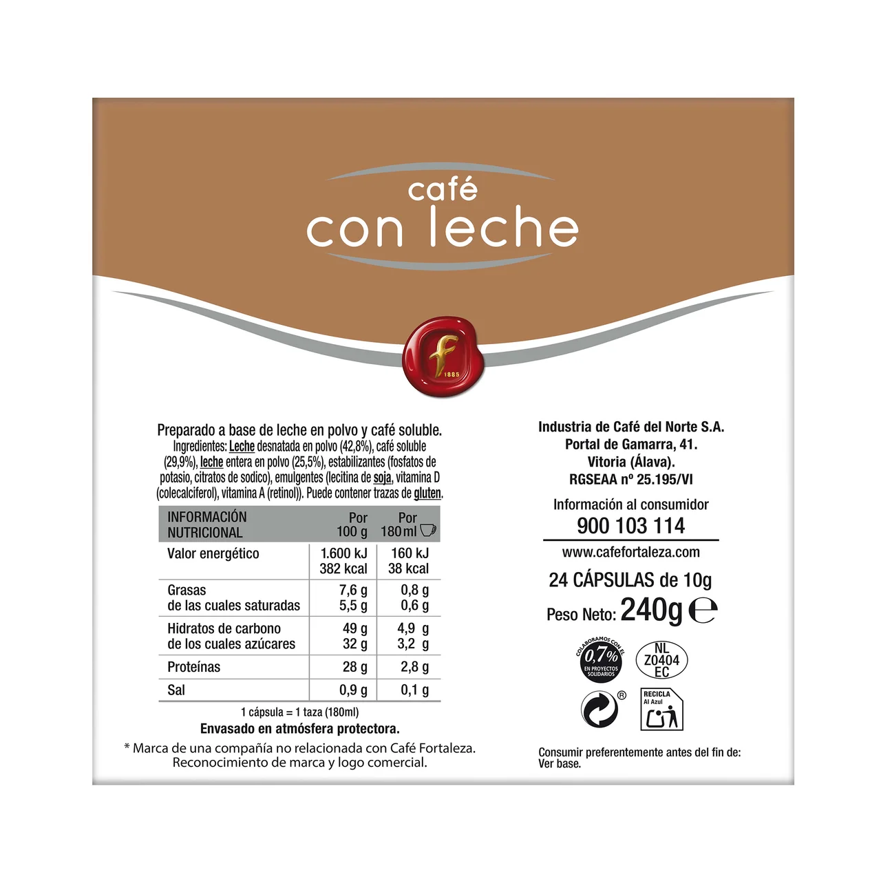 Café en cápsulas con leche I7, 24 uds.