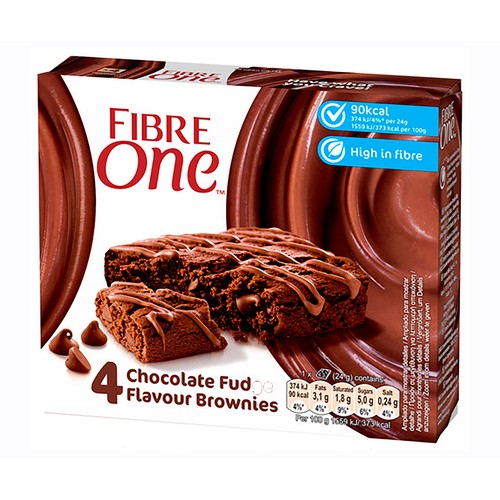 FIBRE ONE Barritas de bizcocho de chocolate con chips de chocolate pack 5 uds. x 24 g.