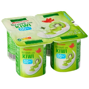 AUCHAN Bifidus desnatado sin azúcares añadidos con kiwi 4 x 125 g Producto Alcampo.