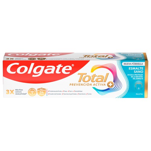 COLGATE Total prevención activa + Pasta de dientes con flúor y acción reparadora del esmalte 75 ml.