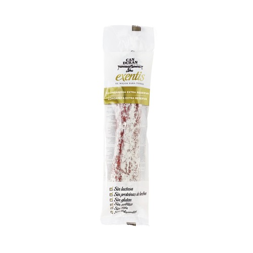 Longaniza extra reserva, elaborada sin gluten, ni lacotsa ni soja CAN DURAN Exentis 280 g.