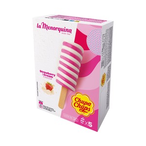 LA Menorquina Helado de Agua con Sabor a Fresa y Nata 5 X 50 Ml.