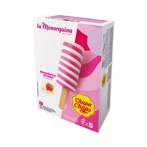 LA MENORQUINA Helado de agua con sabor a fresa y nata 5 x 50 ml.
