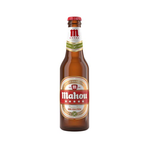 Cerveza sin gluten MAHOU, botella de 33 cl.