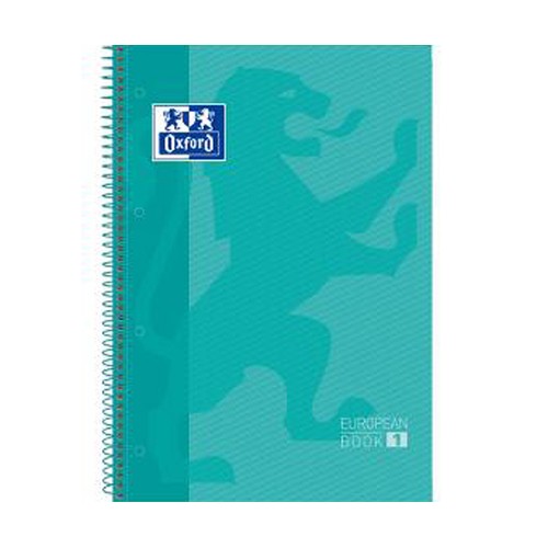 Cuaderno tamaño A4, 80 hojas con cuadrículas de 5 x 5, tapa extradura, color verde menta, OXFORD.