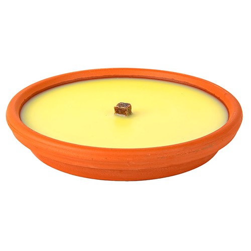 AMAHOGAR. Vela antimosquitos con citronela en cazuela terracota, 200gr., 18x3cm.