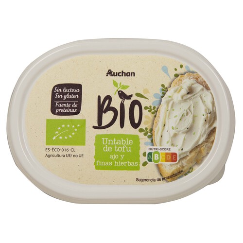 ALCAMPO ECOLÓGICO Untable ecológico de tofu y ajo a las finas hierbas ALCAMPO ECOLÓGICO 200 g.