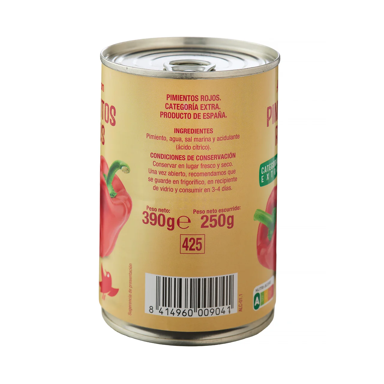 PRODUCTO ALCAMPO Pimientos rojos categoría extra lata de 250 g