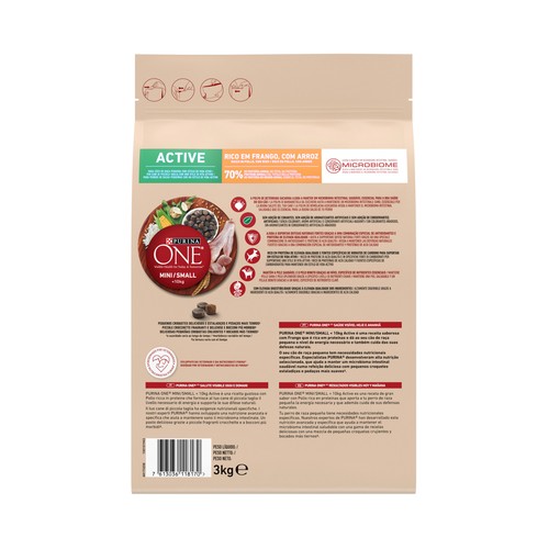 PURINA ONE Mini Comida seca para perros de raza pequeña, rica en pollo con arroz 3 kg.