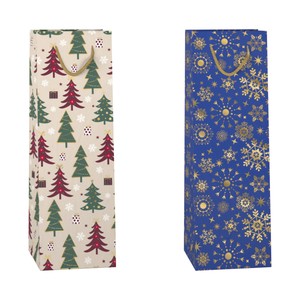 Imagen de Bolsa de regalo para 1 Botella de Vino modelos surtidos Navidad, AUCHAN