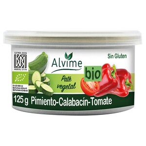 Imagen de ALVIME Pate vegetal BIO de pimiento, calabacín y tomte 125 g.