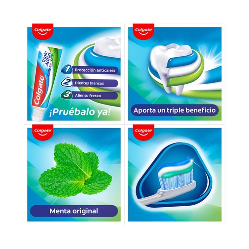 COLGATE Triple protección Pasta de dientes anticaries con sabor a menta intenso 2 x 75 ml