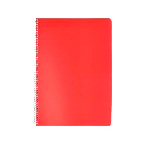 Cuaderno A4 80 hojas, con tapa de polipropileno, color rojo opaco 90 g. AUCHAN