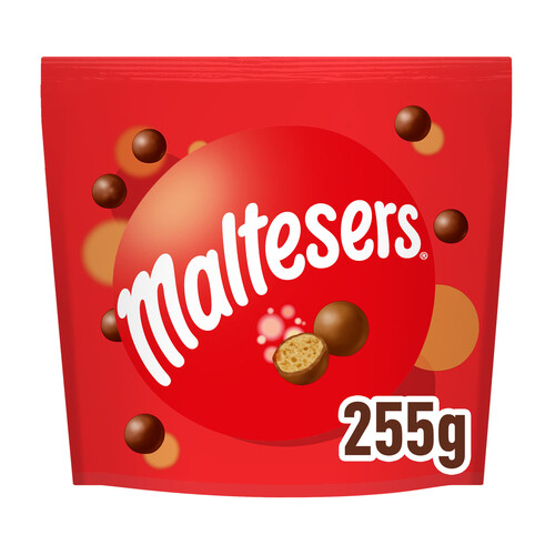 Bolas de chocolate con leche rellenas de leche malteada MALTESERS 250 gr,