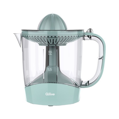 Exprimidor QILIVE 600121172 verde pastel, 1 velocidad, capacidad 1l, 2 conos.