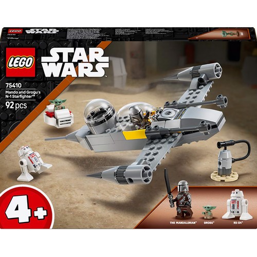 LEGO Star Wars Mandalorian Caza Estelar N-1 de Mando y Grogu, 75410, 92 piezas, +4 años.