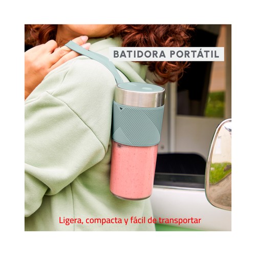 Batidora de vaso personal MOULINEX LM1C04 con USB, batería 1200 mAh.